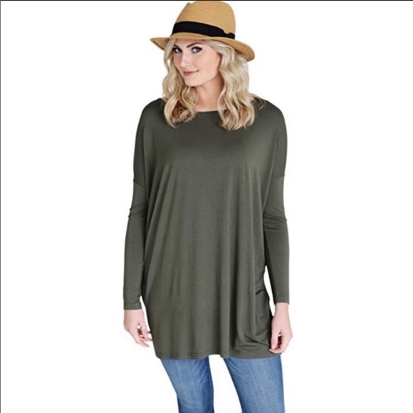 Piko 1988 Tops - PIKO 1988 Olive Green Oversized Dolman Top